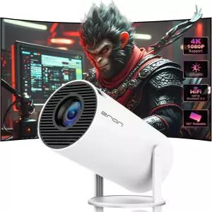 HY300 프로 미니 프로젝터 휴대용 듀얼 밴드 WIFI6 5G 무선 5.0 블루투스 안드로이드 11 180 회전 가능