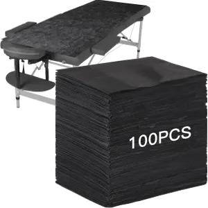마사지 테이블용 일회용 침대 시트 100개 31인치 x 71인치 부직포 커버 스파 미용실 호텔 에스테틱 블랙