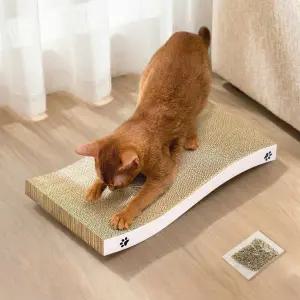 고양이 긁힘 방지 내구성 있는 스크래치 패드 실내 골판지 보드 튼튼한 양면 사용성 재활용 가능 캣닙 중형