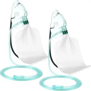 저수지 백이 있는 가이저레일리 2PCS XL 비재호흡 산소 마스크 6.6피트 튜브와 조절 가능한 탄성 스트랩이