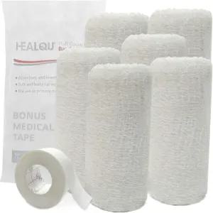 케릭스 거즈 붕대 롤 - 4 1/2인치 x 4.1 Yds 6겹 싱글 멸균 파우치 추가 흡수력 라텍스 프리 병원 등급 면
