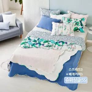 [메종노아] [메 종노아]SS 속건워싱 시어서커 스프레드3장 베개커버3장 세트 총 6종 SS(슈퍼싱글/양면)