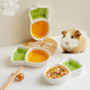 호환 당근 모양 햄스터 그릇, 2 in 1 음식 및 물 공급기, 칸막이 , 고슴도치용 물림 방지 소동물 케이지 액세서리