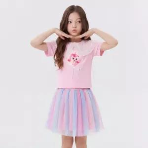 캐치 티니핑 여아용 하츄핑 레이스 카라 5부 티셔츠  스커트 세트PK