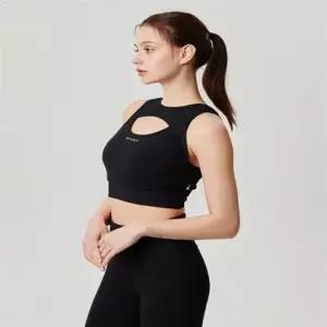 스파이더 SPJPCNBR254WBLK 스포츠 운동브라 여성 트레이닝 골지 배색 브라탑 3938543