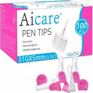 대부분의 펜을 위한 팁 31G x 5mm 100/bx 편안하고 초박형 유니버설 핏