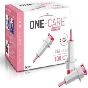 메디베나 원케어 프로 안전 랜싯 상단 푸시 버튼 활성화 28G x 1.5mm 100/bx 멸균 순하고 편안한 링