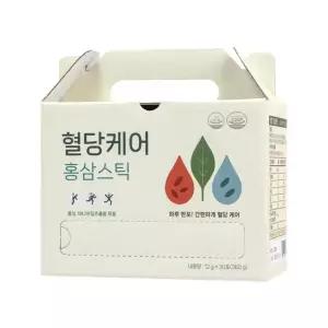 진웰스 식후 혈당케어 홍삼스틱 12g x 30포 국내산 6년근 발효 부모님 건강 선물세트 감사 홍삼액 선물