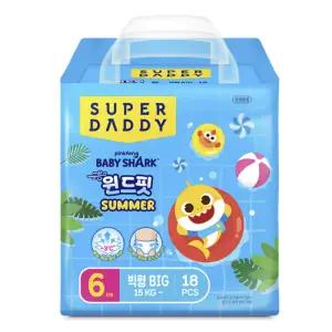 핑크퐁x아기상어 윈드핏 썸머기저귀 빅형 18Px1팩