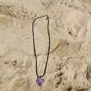 [하프클럽/]스톤 자수정팬던트 보라 끈목걸이 원석 잡화 매듭 패