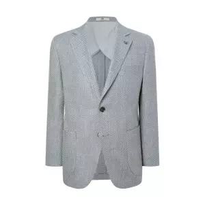 [백화점 정품] 닥스 맨 [25SS] [DRAGO] LONDON-FIT 울실크 블루 린넨 헤링본 자켓 DMJA5A002B2
