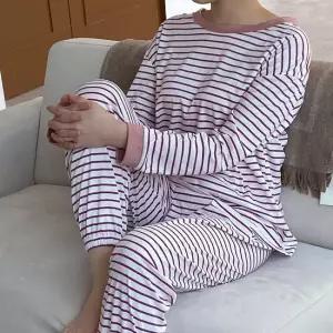 스트라이프 긴팔 잠옷 여성 파자마 세트 여자 신상 이지웨어 홈