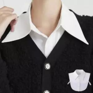 레이어드 목카라 여성 이너웨어 블라우스 고급 빅카라 데일리룩 가짜셔츠 페이크셔츠