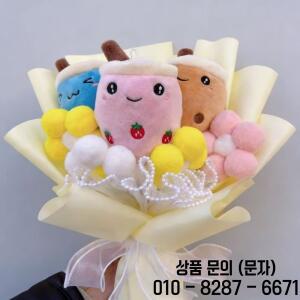 실제 버블티 플러시 장난감 꽃다발 음식 밀크티 소프트 인형 보바 크리스마스 졸업 생일 선물