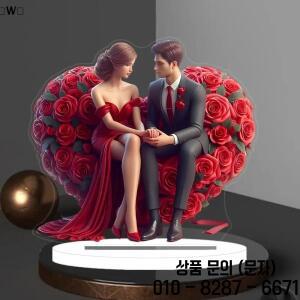 현대적인 아크릴 사랑과 행복 커플 조각상   로맨틱한 하트 모양 장미 디자인 웨딩 장식 집 완벽