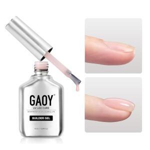 GAOY 빌더 네일 젤 16ml 케어 병 익스텐션 하드 오래 지속되는 자외선 1958 크리스탈 핑크 베이스 코트 탑 필요