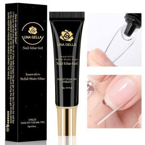 UNA GELLA 솔리드 네일 붙임 젤 15ml 램프 경화 필요 UVLED 램프에서 고체 False 아크릴 소프트 팁 아트 익스텐션 프레스