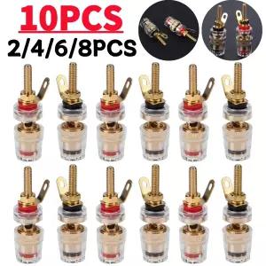 호환  246810Pcs 4mm 황동 스피커 바나나 플 용 투명 쉘 바인딩 포스트가있는 저주파 증폭기 커넥터