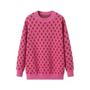 손오반 여친 니트 로즈 맨투맨 티 플라워 데일리룩 스위트 딸기 KUK1