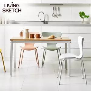 리빙스케치 보브 1200x750 화이트 네츄럴 카페 업소용 테이블 철제 책상 4인 식탁