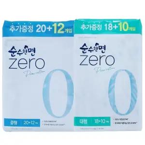 깨끗한나라 순수한면 제로 생리대 중형(32p)+대형(28p)기획 (총60개입)