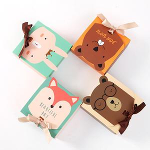 동물 모양 선물 상자 세트(10개) 여우 곰 토끼 두더지 리본 박스 종이 어린이집 유치원
