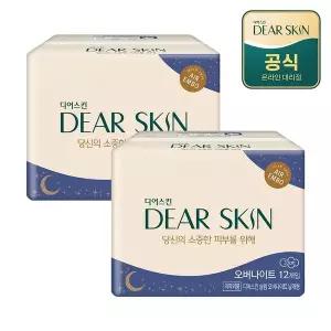 [깨끗한나라]디어스킨 생리대 에어엠보 오버나이트 12P x 2팩