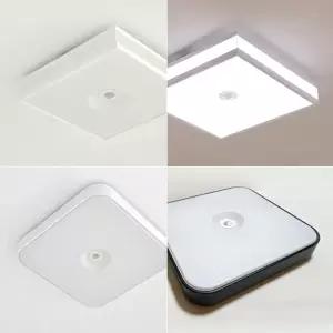 국산 LED 사각 센서등 24cm 20W 블랙 화이트 삼성칩 현관등 복도 계단 콤비/이니시아