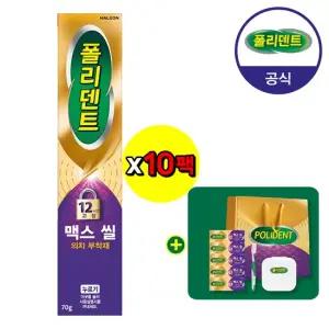 맥스씰 의치부착재 10개+미니5개+칫솔+보관함+쇼핑백