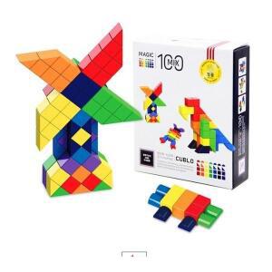 NEW 매직큐브 믹스 100P 사각 반원 삼각 100개 큐블로 스티커포함 MIX 100 자석큐브 큐블로믹스 학교용