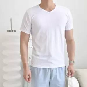 고품질 남자 무지 기본 브이넥 반팔티 면티 반팔 티셔츠 남자면티 (WFHW98Q)