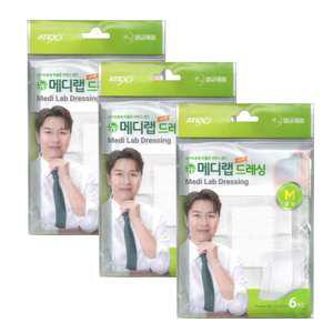 아텍스 메디랩 드레싱 중형 M 6매입X3개 멸균 상처 백색 거즈 드레싱 밴드
