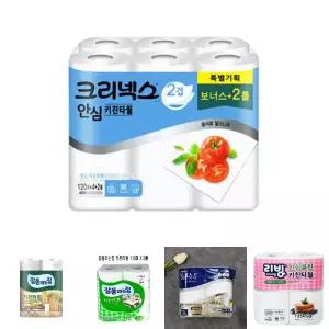 (120매 4+2롤) 크리넥스 클래식 안심 키친타올/타월/주방/화장지/키친/행주/타올/업소용/부엌/휴지/롤키친