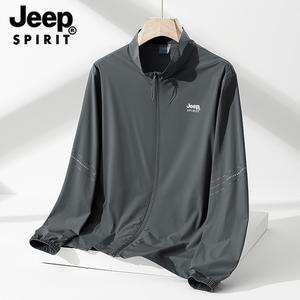 JEEP SPIRIT 남성 얇은 재킷 여름 야외 아이스 실크 자외선 차단 의류
