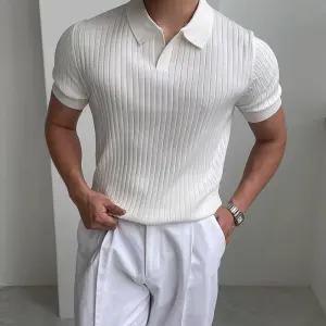 남성 골지 반팔 카라 니트 폴로티 여름 데일리 슬림핏 니트 반팔티 CH063