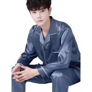 남성홈웨어 여름 파자마 커플 부드러운 실크잠옷