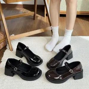아이위크 봄 가을 여자 둥근코 심플 통굽 메리제인 슈즈 여성 학생구두 단화 굽5.5cm 225-250mm