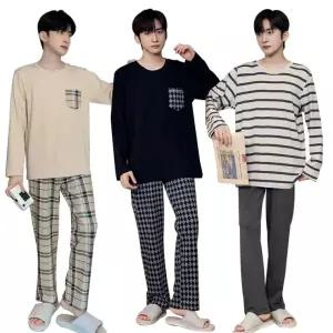 남성 긴팔 긴바지 잠옷 상하의 세트 파자마 홈웨어 3color 2size