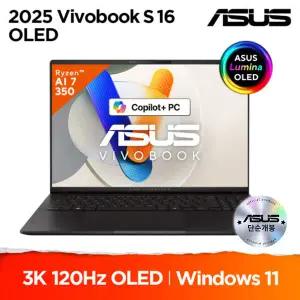 ASUS 비보북 S 16 OLED M5606KA-RI052W 단순개봉 AI 7 350 Win11 3K OLED 코파일럿+ 1.5kg 노트북