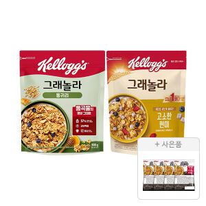 켈로그 통귀리그래놀라 500g, 1개+고소한큐브 현미 그래놀라 500g, 1개+증정(프로틴 그래놀라 제로슈거 40g, 4개)
