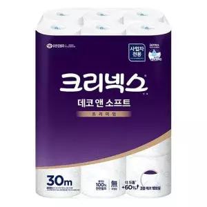크리넥스 849CYF16 화장지 데코 소프트 98mmx30M(3겹)x24롤 1팩