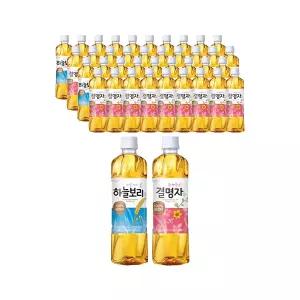 웅진 하늘보리 유/무라벨 랜덤 500ml, 20개 + 광명찾은 결명자차 500ml, 20개
