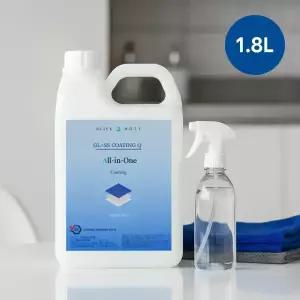 블랙홀 글라스 코팅큐 1.8L+극세사타월 2장 유리막 코팅 유리세정제 거울 물때방지 광택 유지 클리너