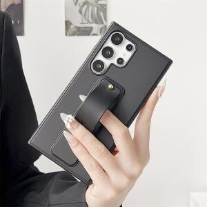 삼성 갤럭시 S25 S24 S26 울트라 S23 S22 플러스용 투명 스탠드 브래킷 무광 휴대폰 케이스 손목 스트랩 홀