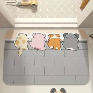 규조토 발매트 욕실 발매트2개 미끄럼방지 흡수 고양이 캐릭터