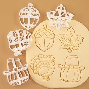 4개입 추수감사절 쿠키 커터 세트 가을 테마 호박 단풍잎 칠면조 모양 비스킷 DIY 베이킹 도구