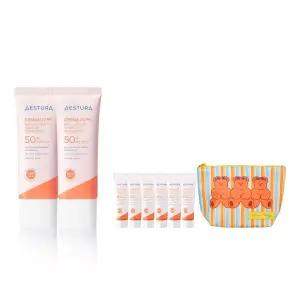 [본사직영]에스트라 더마UV365 레드진정 톤업 선크림 40ml 2개 + 선크림10ml 6개+위글위글 파우치