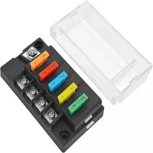 만다크 자동차 퓨즈 블록 12V 4 회로 방수 차량 패널 릴레이 박스 키트 LED 표시등 방습 커버 포함 오토