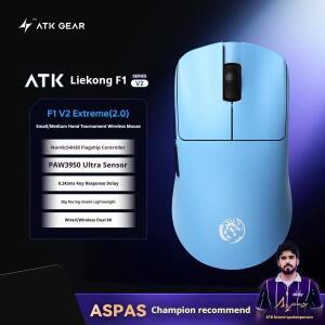 새로운 Atk F1 V2 얼티밋 게이밍 마우스 무선 Paw3950utrla 38g 경량 750ips 0.243ms 저지연 액세서리