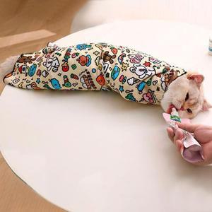 고양이 고정 랩 자가 접착 스와들 부리토 물림 방지 긁힘 탈출 약물 네일 클리핑 애완 동물 도구